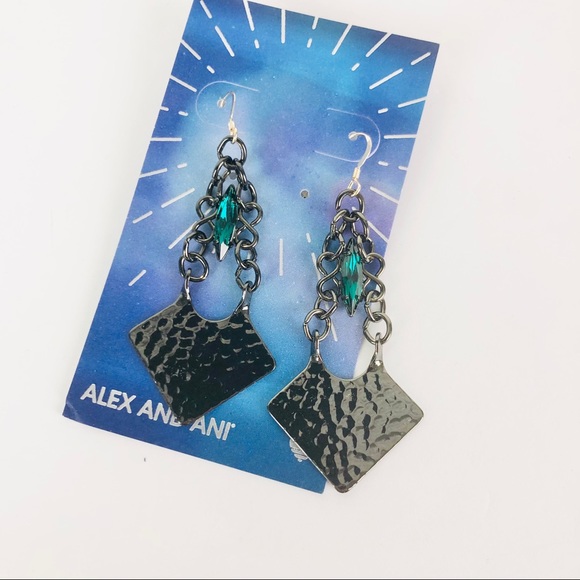 Alex and Ani Norway Hammered Swarovski Earrings - Picture 2 of 2